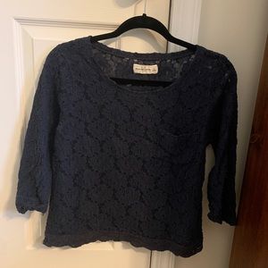 Abercrombie Lace Blouse Navy Blue
